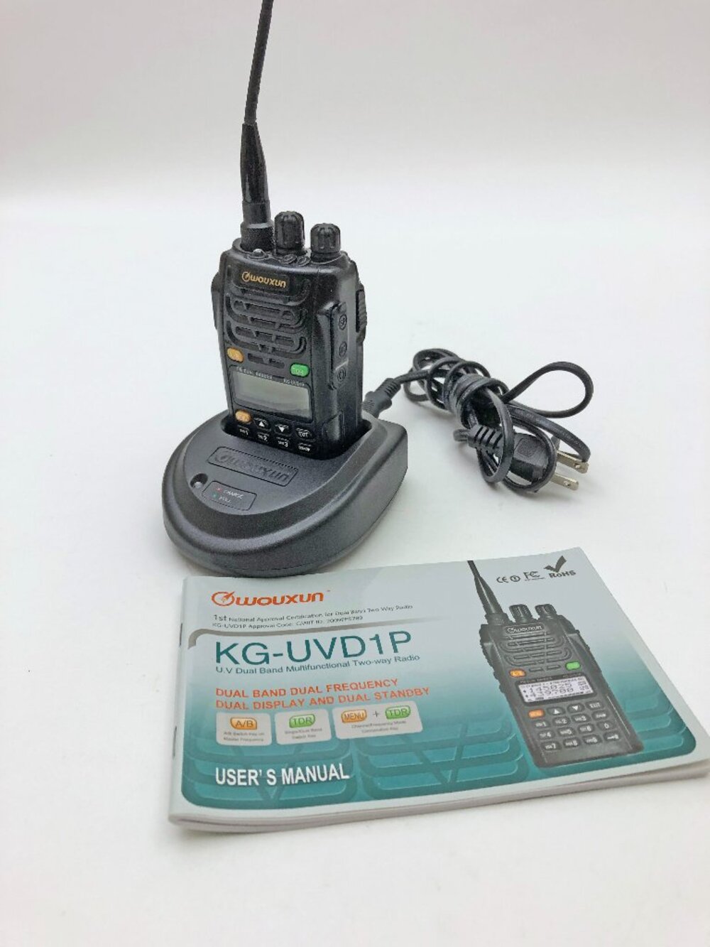Wouxun KG-UVD1P Dual Band Two-Way Radio Tested w/Charger Battery Book Antenna